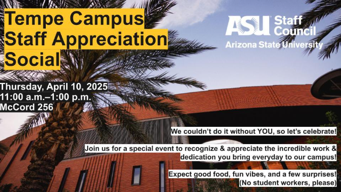 Flyer for Tempe Staff Appreciation Social